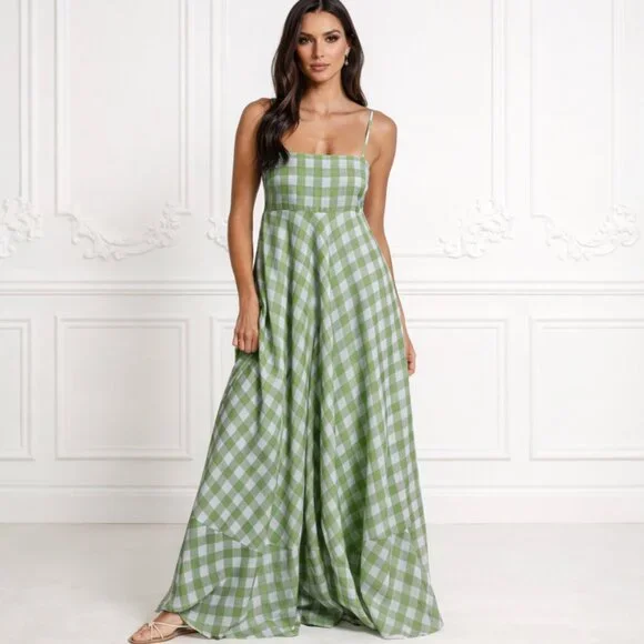 Medium "Lilah" Green Gingham Dress - Picture 1 of 2